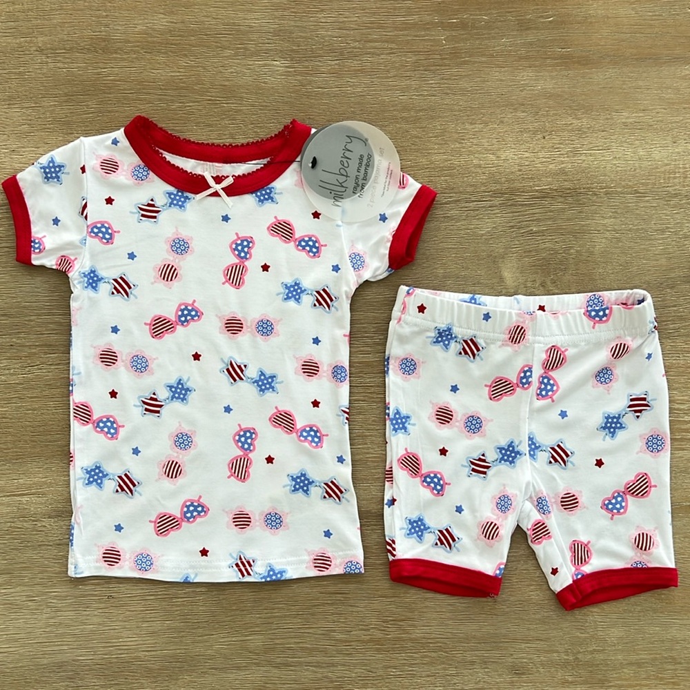 Milkberry Baby Girl Summer Americana Short Pajama Set 12 months 3T 4T
